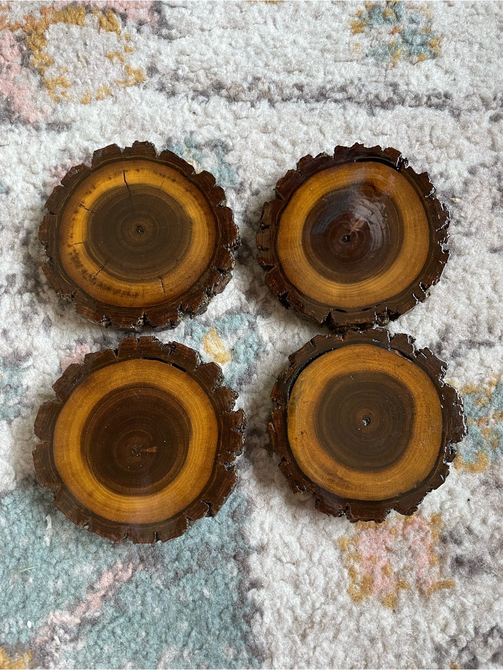 Live Edge solid maple Wood Slice Coasters - Set of 4